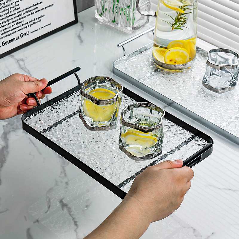 13家用商用端菜盘子长方形轻托盘点心水果盘茶水铁盘新款杯子奢茶