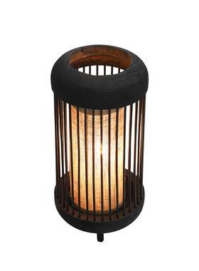 日式侘寂手工碳化复古床头台灯