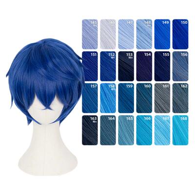 ND家毛娘万用倒毛短发145-168色cos假发深浅湖水靛蓝紫青兰色反翘