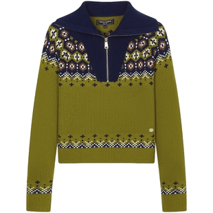 【含绵羊毛】TeenieWeenie小熊女复古费尔岛提花半拉链毛衣针织衫