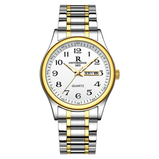 送父母老人手表大数字中老年人男士腕表送爸爸夜光防水男款石英表