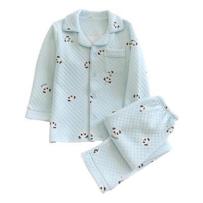 米筱米儿童秋冬纯棉空气棉睡衣套