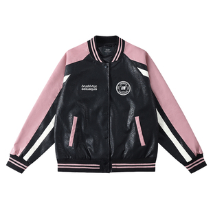 FDR 原创国潮撞色拼接棒球服外套男女秋冬季美式情侣上衣皮衣夹克