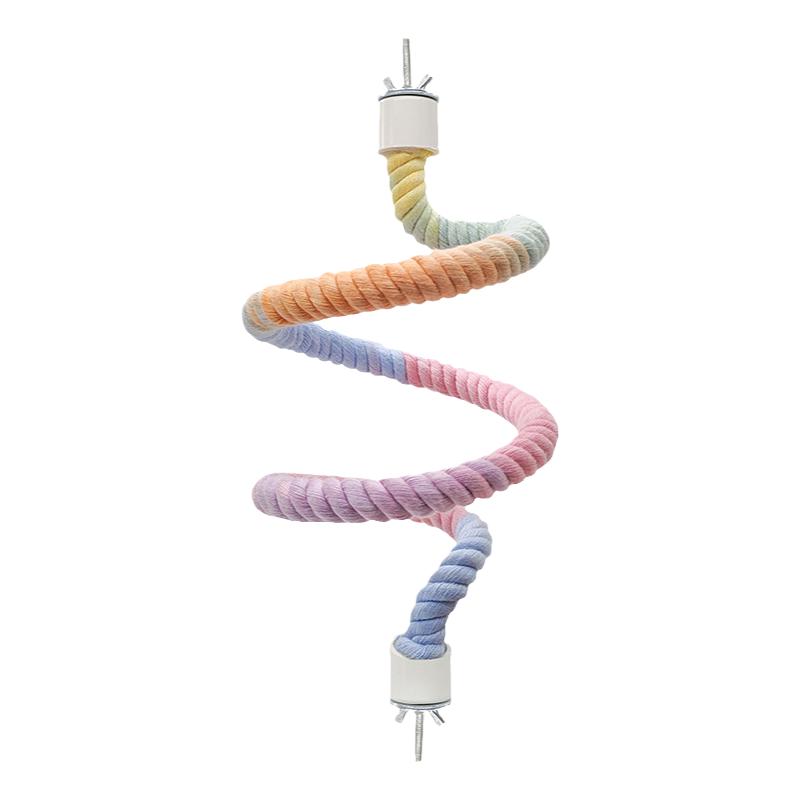 蜜袋鼯彩虹色渐变爬绳蜜袋鹦鹉玩具用品笼内造景玩具