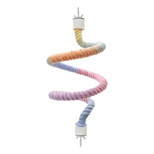 蜜袋鼯彩虹色渐变爬绳蜜袋鹦鹉玩具用品笼内造景玩具