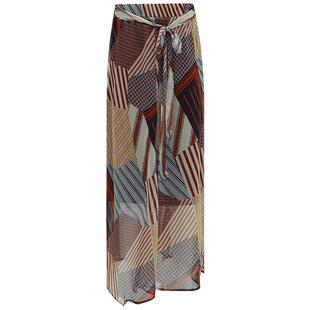 COCOBELLA几何波普印花雪纺半身裙女度假风开叉飘逸长裙HS0012