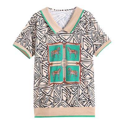 妈妈有领洋气短袖T恤女上衣