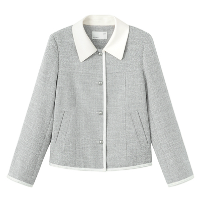 亦白拼接撞色小香风外套女