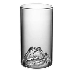 一茶屿创意观山峰玻璃杯带把富士山喝水杯子威士忌酒杯男女家用
