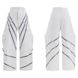 ArguE CulturE小众解构立体裁剪西裤金属条纹铆钉压褶廓形弯刀裤