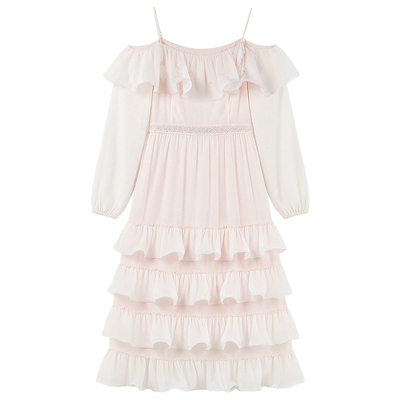 MISSCOCOON可可尼荷叶边露肩长裙