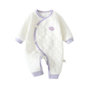 新生婴儿夹棉蝴蝶衣52码40克薄棉连体衣秋冬纯棉初生宝宝哈衣爬服