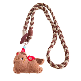 超萌可爱卡通挂件毛绒福字马手机挂件斜跨编织挂绳适用手机壳趣味ins女款防丢手机链通用ccd相机户外侧肩背带