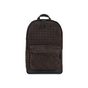 Bottega Veneta 男士棕色麂皮编织bv双肩包 26早春新款意大利代购
