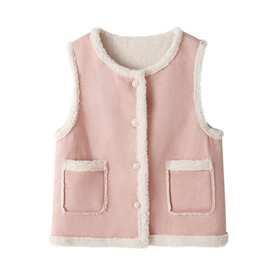 皮毛一体羊羔毛马甲短外套女秋冬2025减龄外穿鹿皮绒坎肩保暖马夹