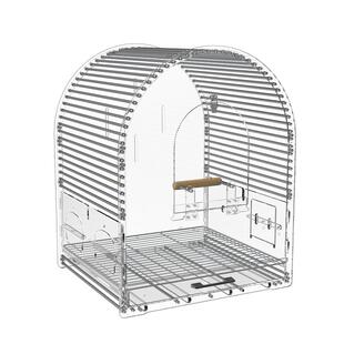 鸟笼鹦鹉笼大号防溅玄风牡丹虎皮不锈钢亚克力透明观赏家用养鸟笼