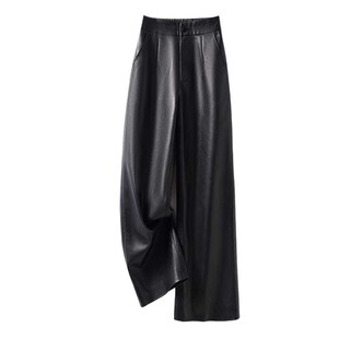 海宁真皮皮裤女九分裤2025秋冬新款绵羊皮修身高腰显瘦直筒休闲裤