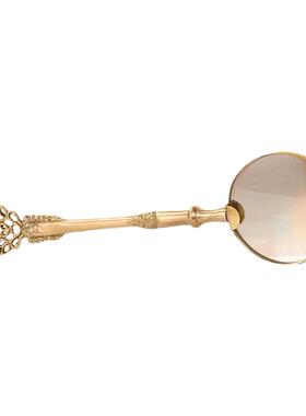 印度进口黄铜手持放大镜10倍高清复古纯铜摆件样板房装饰高档礼品