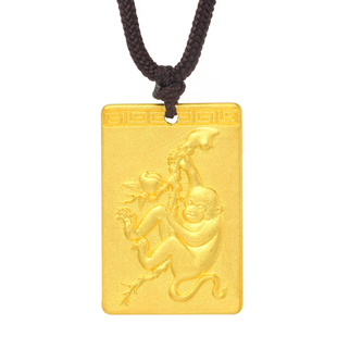 黄金定制999足金 实心古法十二生肖鸡猴吊坠浮雕猴子公鸡挂件项坠