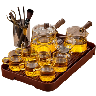 玻璃茶具套装功夫茶杯耐热喝茶办公室客厅茶盘家用泡茶壶2025新款