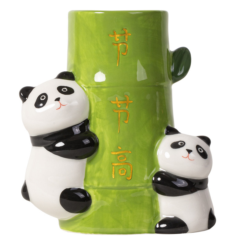 可爱大熊猫花瓶陶瓷材质很漂亮