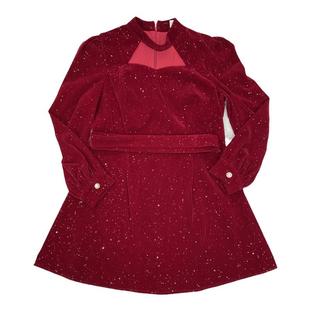 LTGIRL红色丝绒连衣裙显瘦大码圣诞年会战袍闪亮气质公主风小黑裙