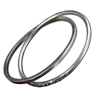 道轩堂 乾坤圈纯银手镯女999足银实心双环国风道系手工定制送女友