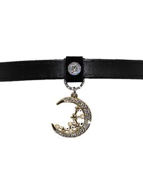 rc.原创复古chic闪钻皮革锁骨细