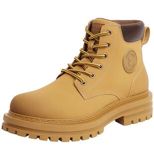 百丽马丁靴子男士男鞋秋冬商场同款休闲工装鞋加绒大黄靴7TW01DD2