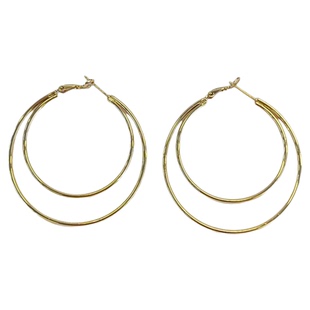 双层大圆圈耳环女2026新款爆款高级感轻奢夸张方圆脸耳钉素圈耳饰