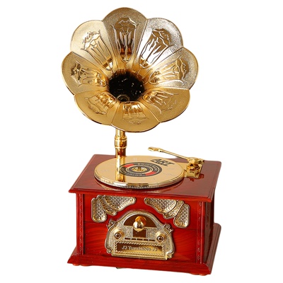 复古音乐八音盒留声机模型桌面摆件小众高级感客厅电视柜家居装饰