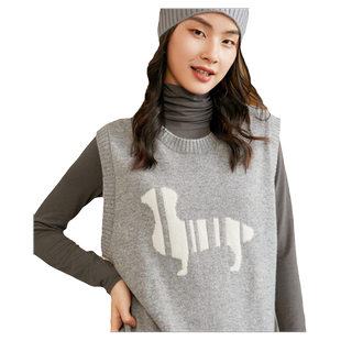 秋冬羊绒衫女100纯山羊绒背心坎肩V领针织马甲保暖外穿毛衣打底衫