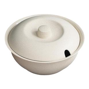 大号汤碗小麦秸秆盛汤碗汤锅套装家用耐摔带盖汤盆盖子汤勺子套装