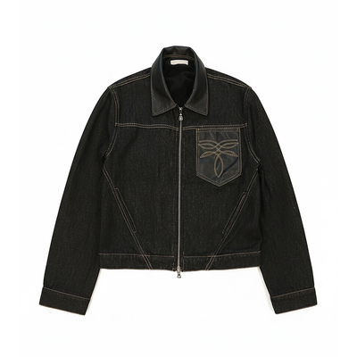 SADSOUP蝴蝶袋绣皮领原牛夹克