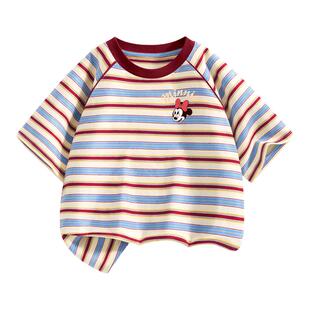 迪士尼女童t恤短袖纯棉洋气宽松夏季童装2026新款薄上衣儿童夏装