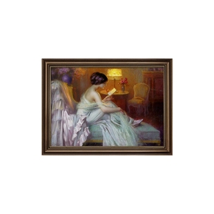 美式睡美人床头装饰画横版壁画欧式人物油画卧室背景墙画客厅挂画