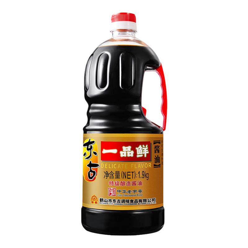 东古一品鲜酱油1.9kg/瓶黄豆酿造蒸鱼拌饭豉油家用调味品特级生抽