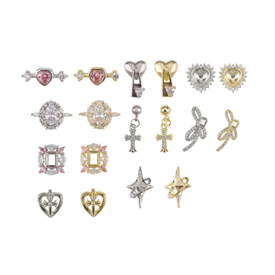 美甲锆石流行复古十字架蝴蝶爱心