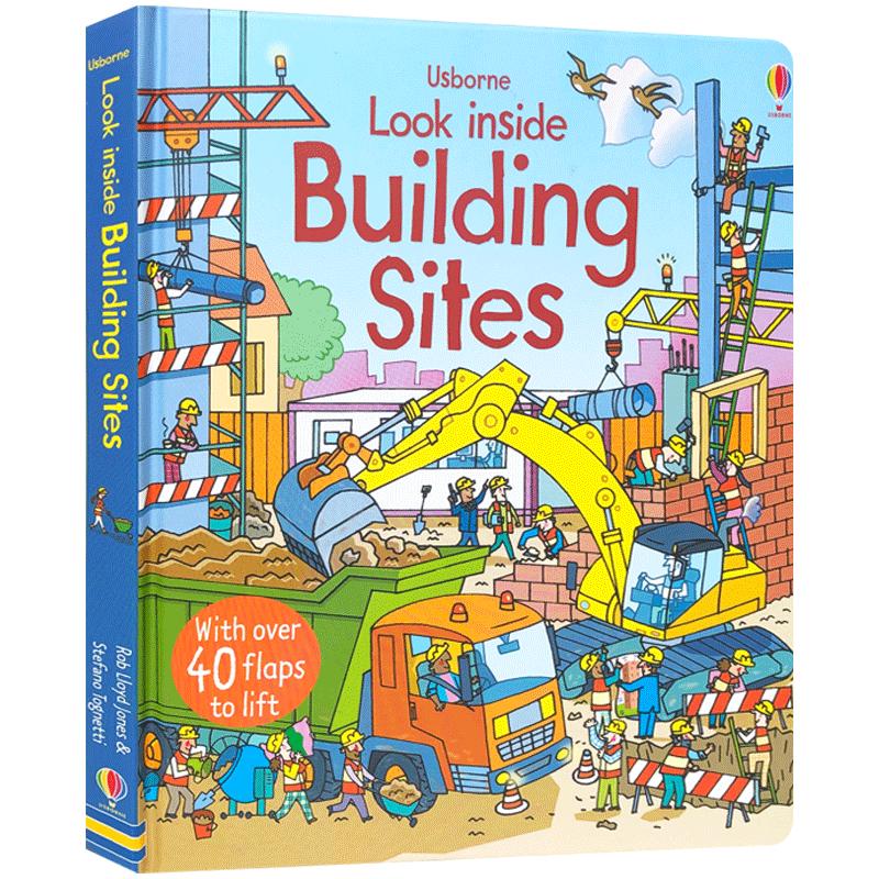 Usborne看里面系列建筑工地Look Inside Building sites英文原版纸板书幼儿儿童早教立体翻翻书科普英语故事3-4-5-6岁尤斯伯恩