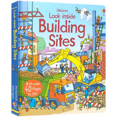 Usborne看里面系列建筑工地Look Inside Building sites英文原版纸板书幼儿儿童早教立体翻翻书科普英语故事3-4-5-6岁尤斯伯恩