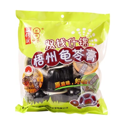 双钱龟苓膏啫喱杯原味红豆味冰菊味非果冻零食360g袋装