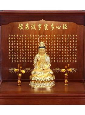 红木摆件佛像心经带灯玻璃柜家用