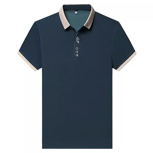 啄木鸟夏季新款短袖POLO衫男士中青年宽松休闲纯色翻领上衣T恤男