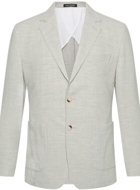 利郎官方格纹春季薄款西服外套