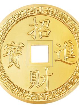 纯黄铜招财进宝铜钱币客厅装饰品办公室玄关中式仿古摆件装饰品