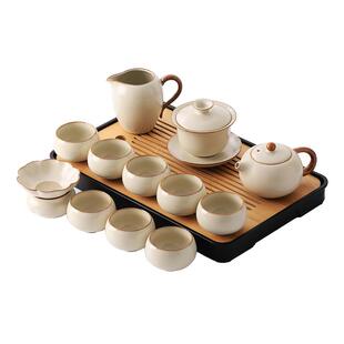 汝窑功夫茶具套装家用2026新款办公室喝茶泡茶盖碗茶壶茶杯子套装