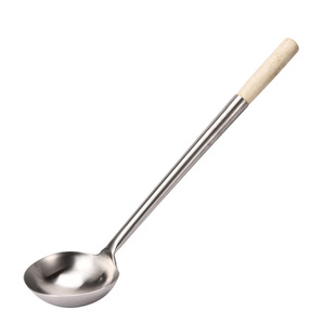 不锈钢长柄大号马勺实心食堂酒店炒勺家用饭店厨师用的炒菜大勺子