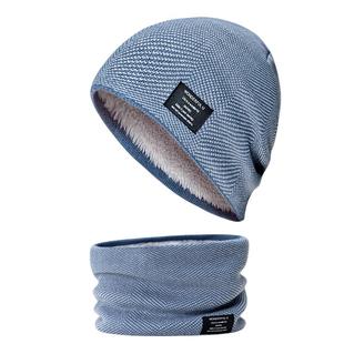 加绒针织毛线帽2025新款冬季户外套头韩版防风加厚男帽子围巾套装