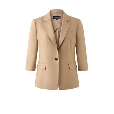 PRICH时尚职场莫代尔七分袖西装春季修身弹力通勤外套女