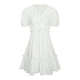 UR&DC2024夏季新款初恋裙温柔少女感小个子公主裙纯棉白色连衣裙